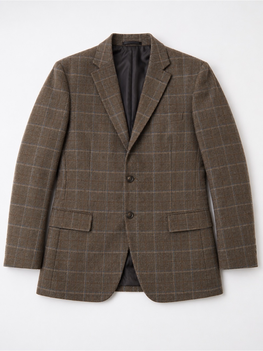 Men’s Italian Wool Cashmere Blend Brown Windowpane Sport Coat Blazer Size XL